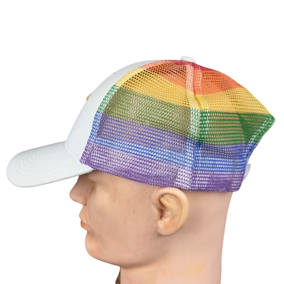 Melonwear Rainbow Mesh Trucker Hat LGBTQIA Pride Embroidered Star Snapback - Picture 8 of 14